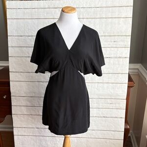 Addison Black V-Neck Cutout Silk Dress
